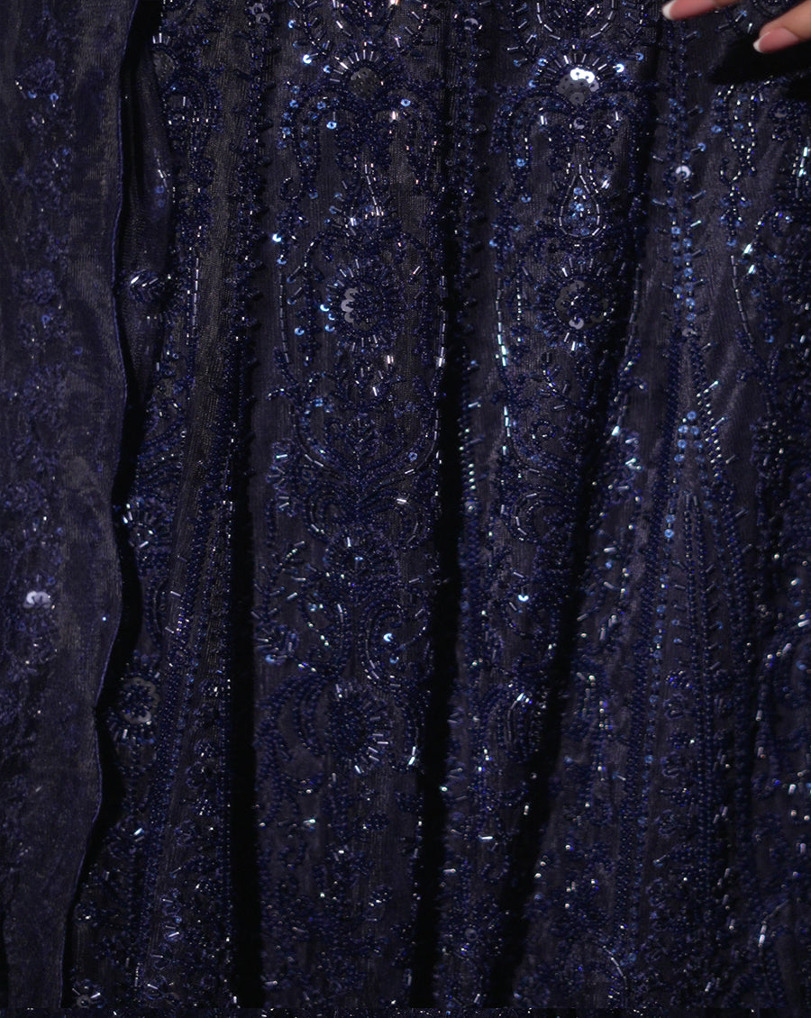 Midnight Blue Corset Lehenga
