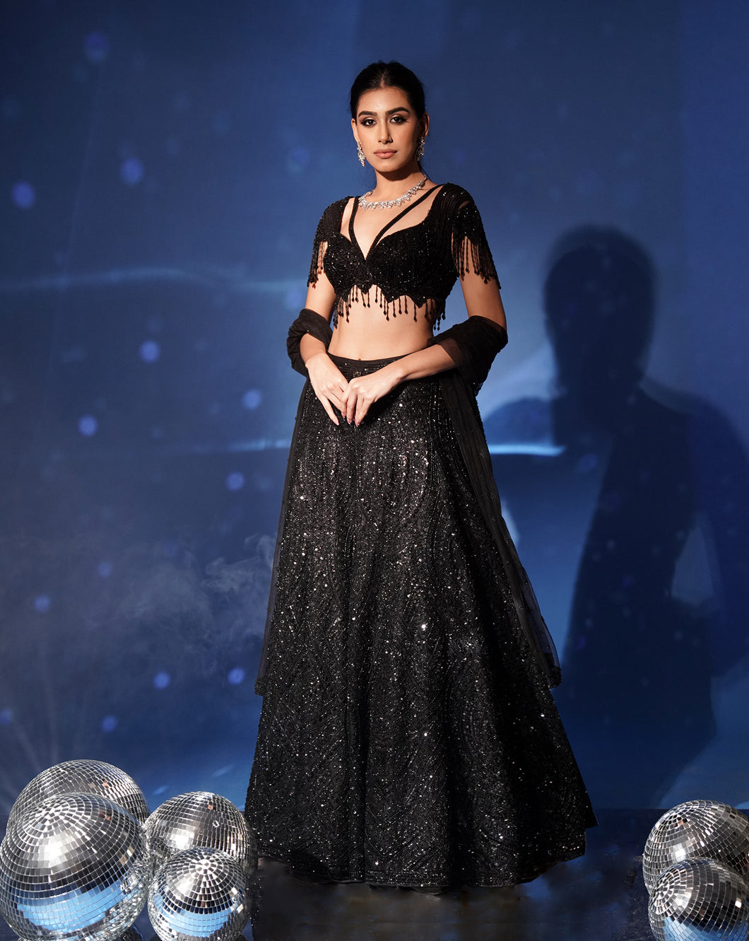 Shimmering Black Lehenga