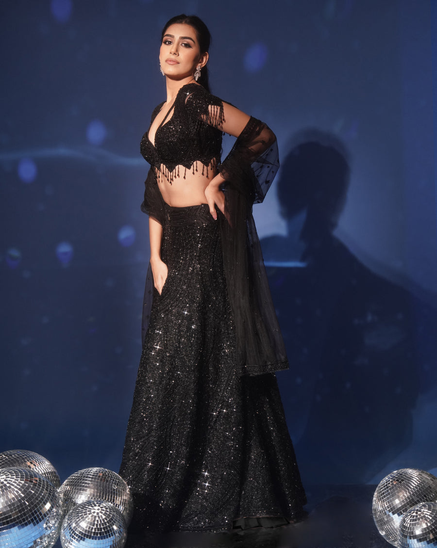Shimmering Black Lehenga