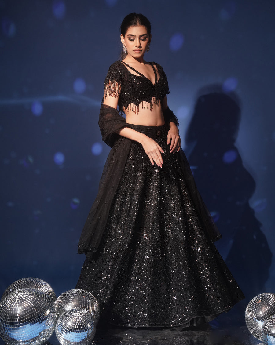 Shimmering Black Lehenga