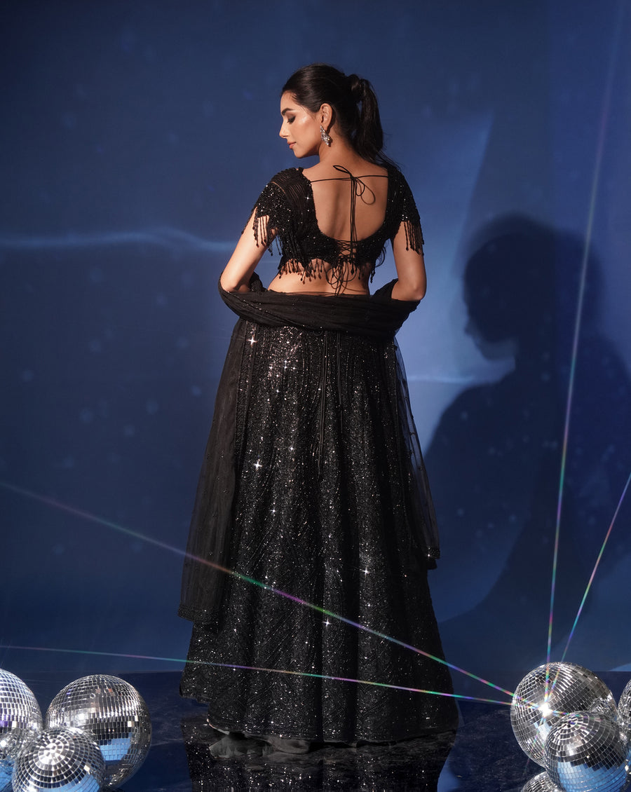 Shimmering Black Lehenga