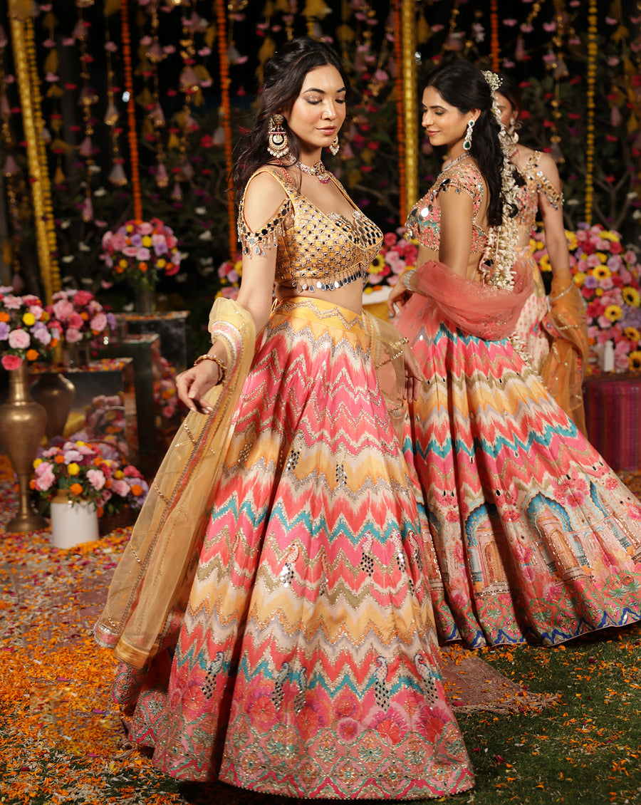 Sheesh Peacock Lehenga Set
