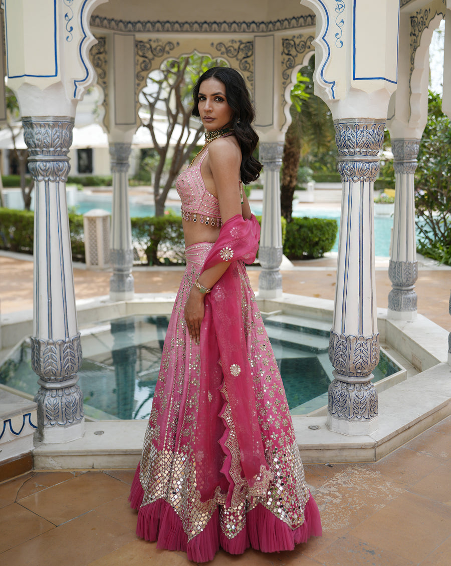 Ainna Ombre Pink Mirror Lehenga