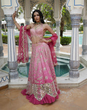 Load image into Gallery viewer, Ainna Ombre Pink Mirror Lehenga
