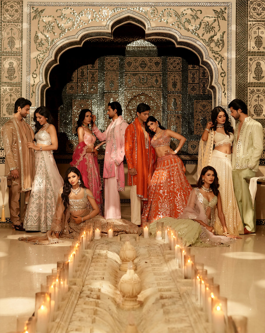 Ainna Ombre Pink Mirror Lehenga