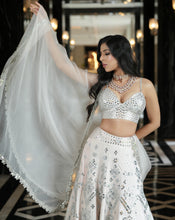 Load image into Gallery viewer, Ainna Ivory Mirror Lehenga
