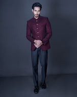 Maroon embroidered bandhgala