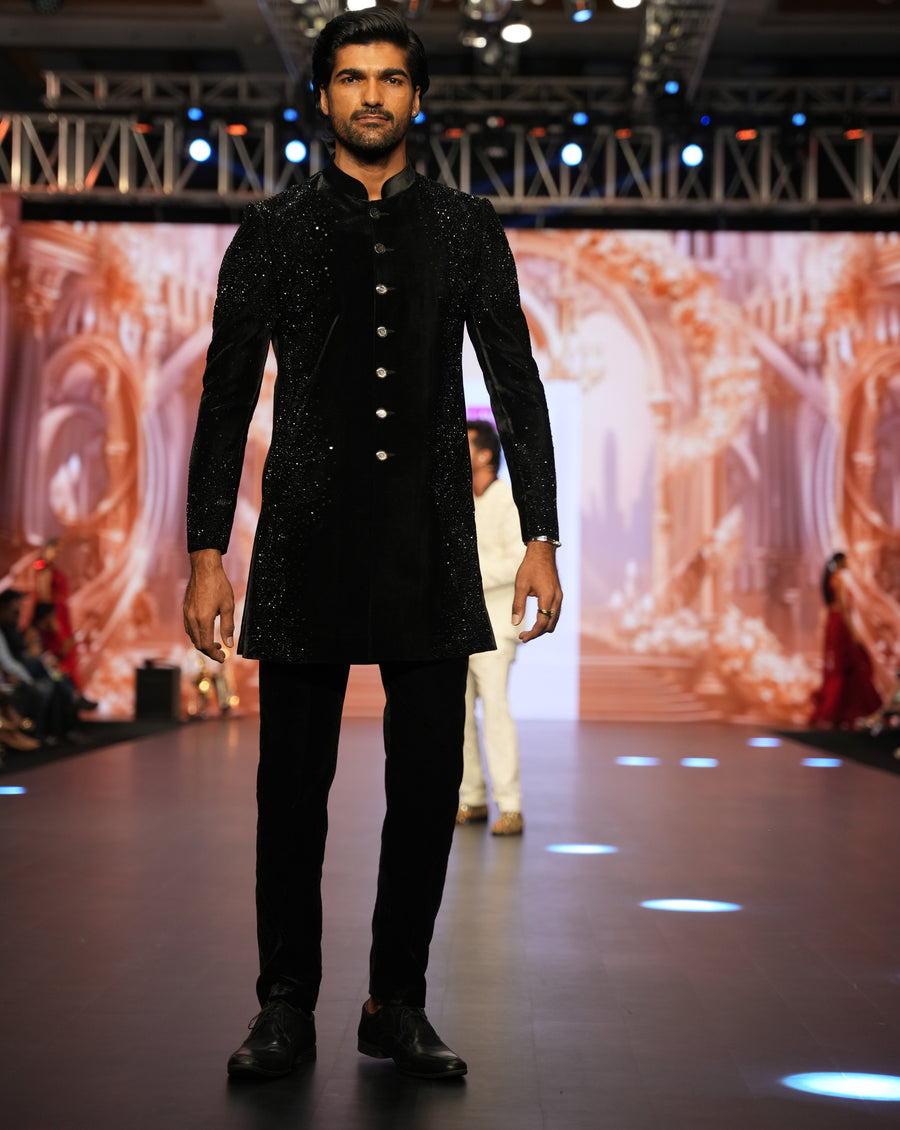 MOF Embroidered black sherwani