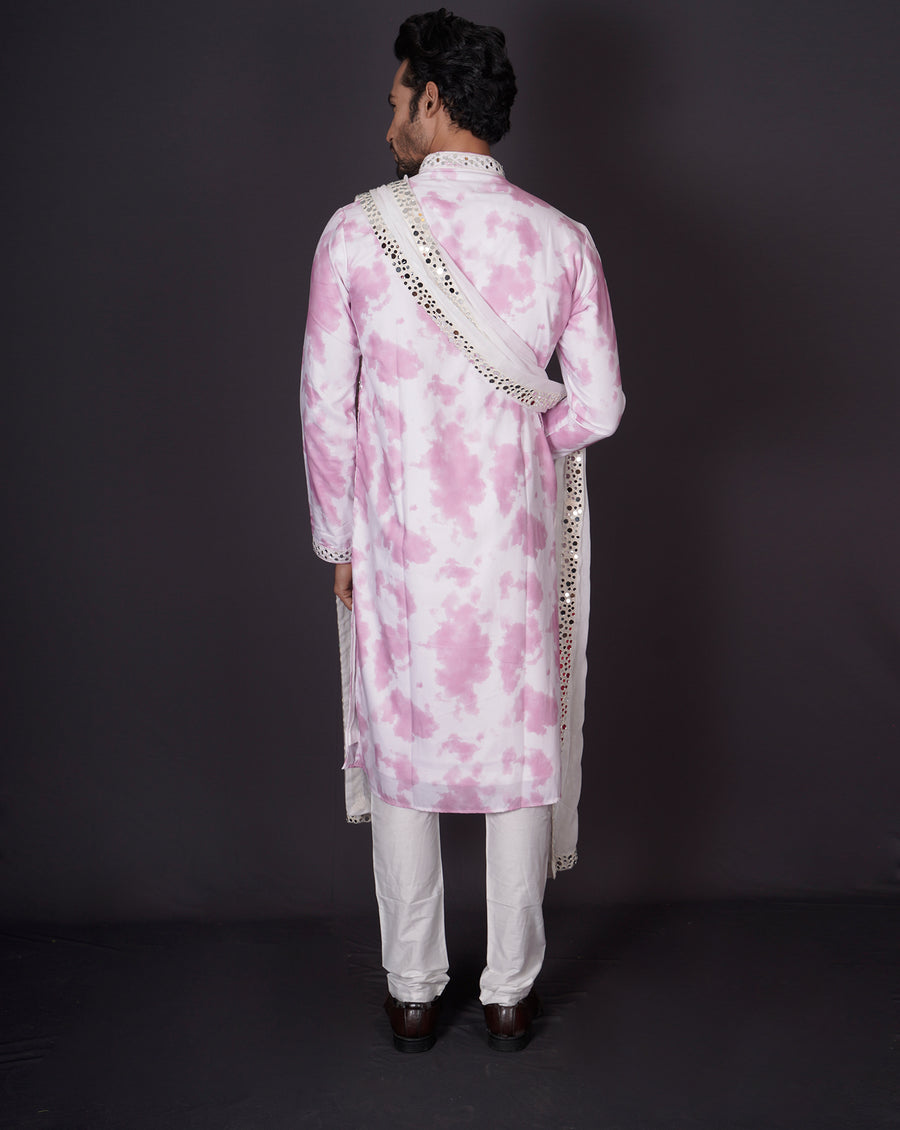 MOF Lilac tie-dye Mirror Kurta Set