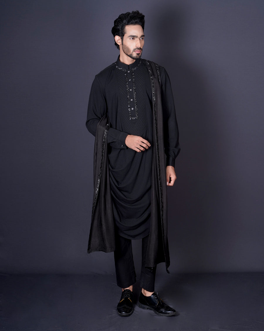 Black mirror cowl kurta
