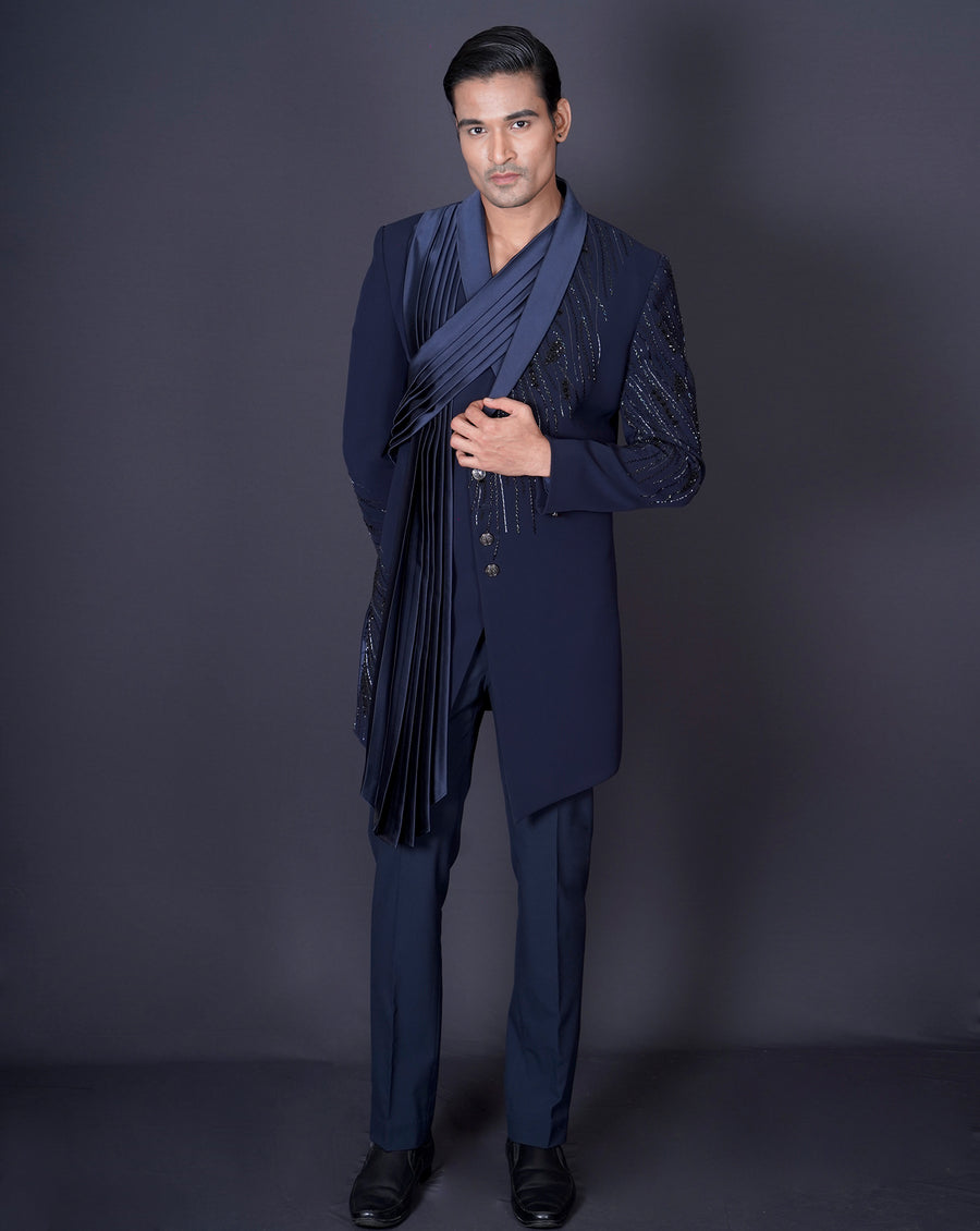 Asymmetrical Blue Bandhgala