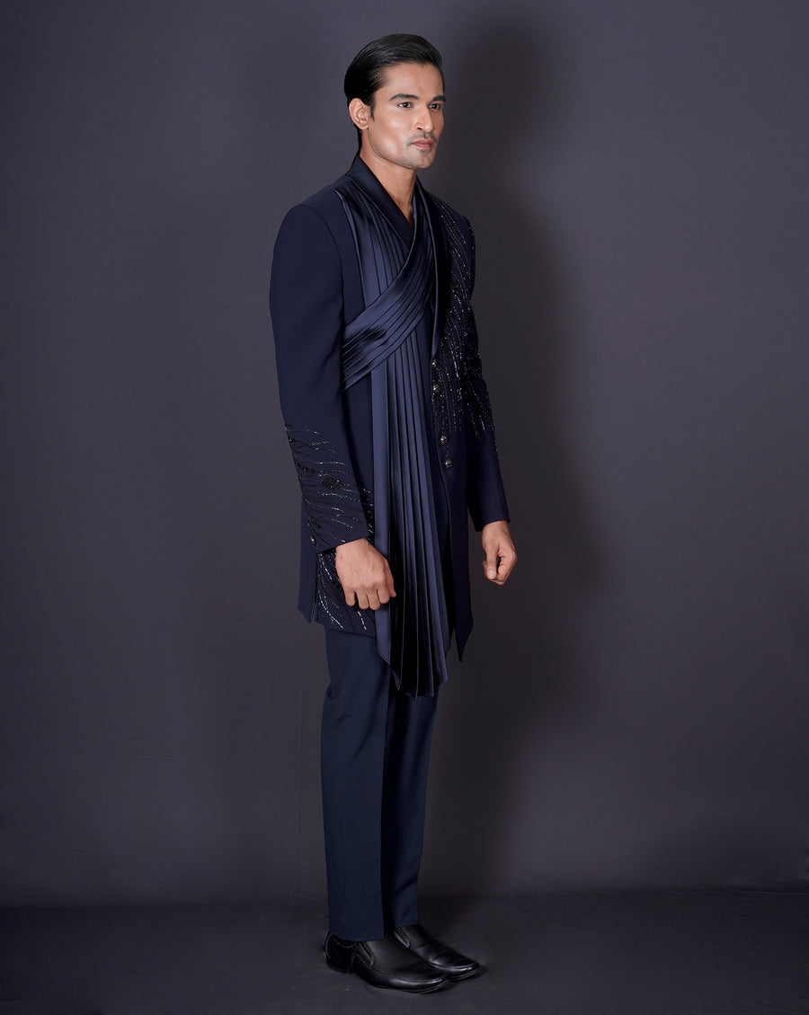 Asymmetrical Blue Bandhgala