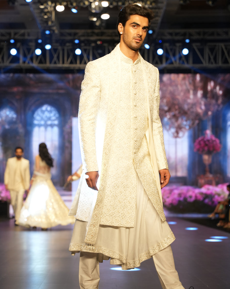 Embroidered Ivory Sherwani