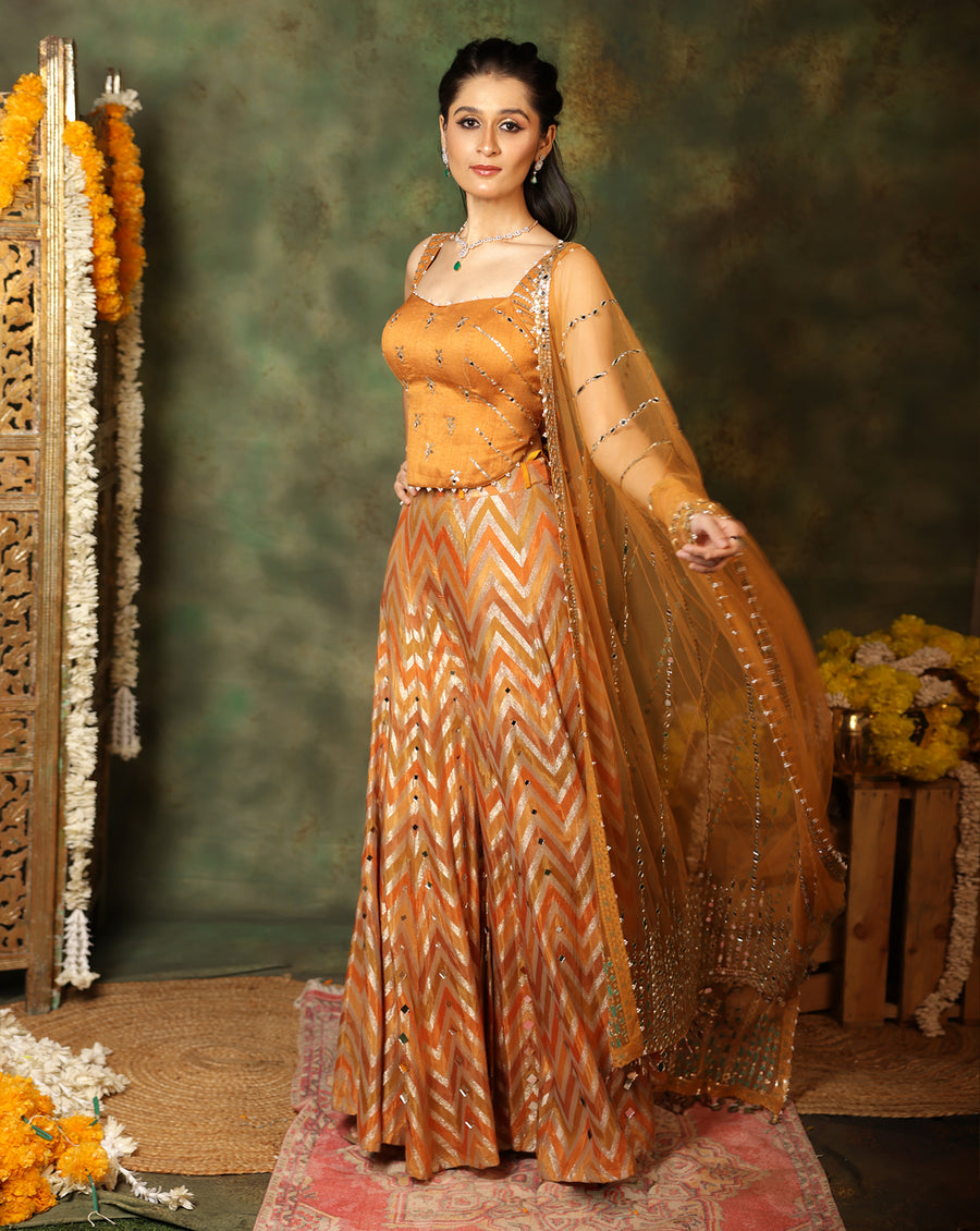 Rangmanch Rust Kurti Set