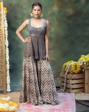 Load image into Gallery viewer, Rangmanch Grey Sharara Set
