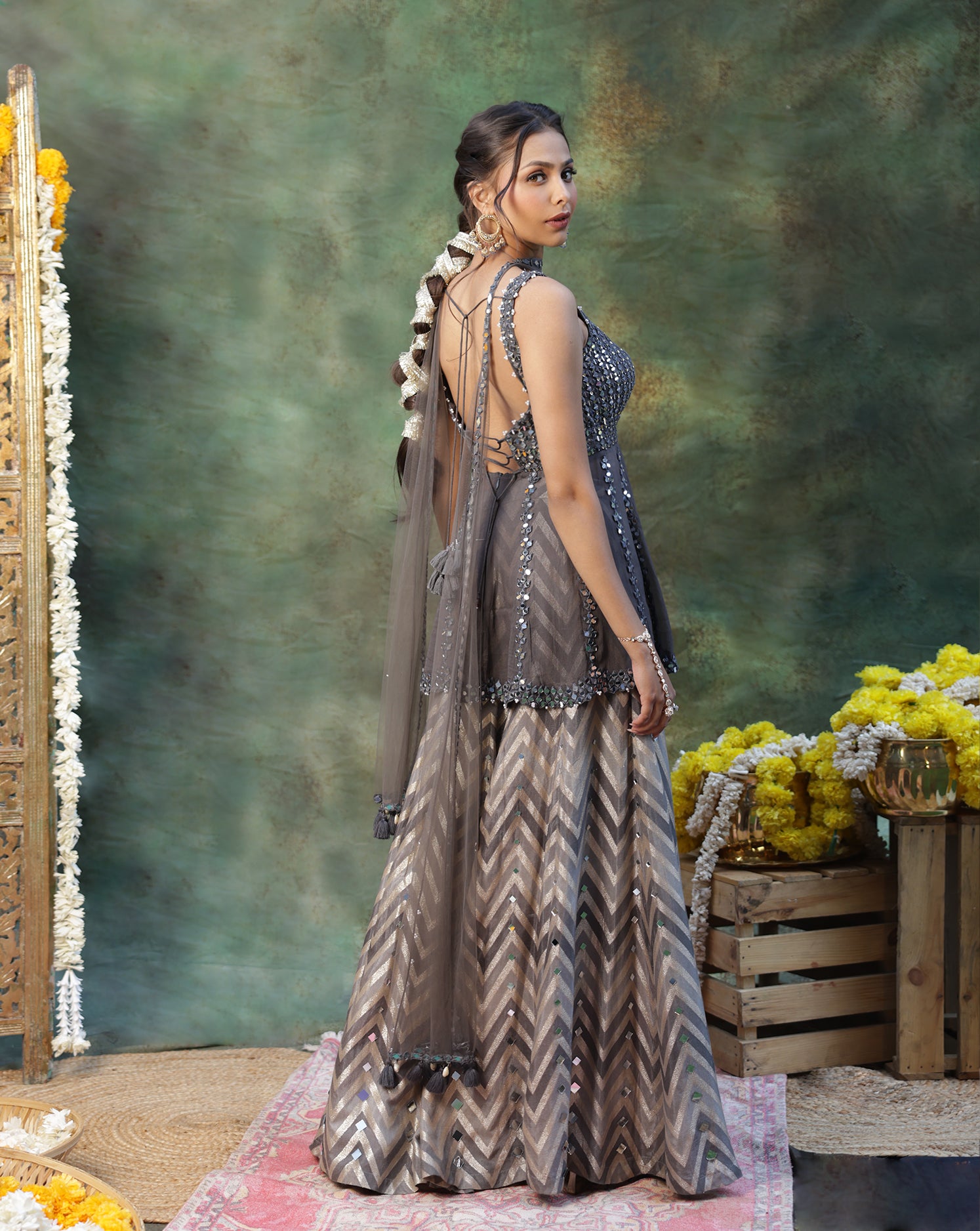 Rangmanch Grey Sharara Set  Archana Kochhar India