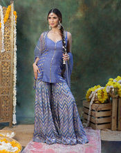 Load image into Gallery viewer, Rangmanch Blue Sharara Set
