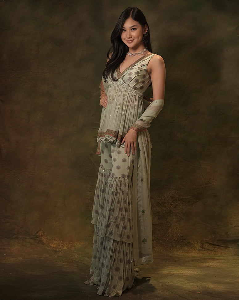 The Celadon Sharara Set