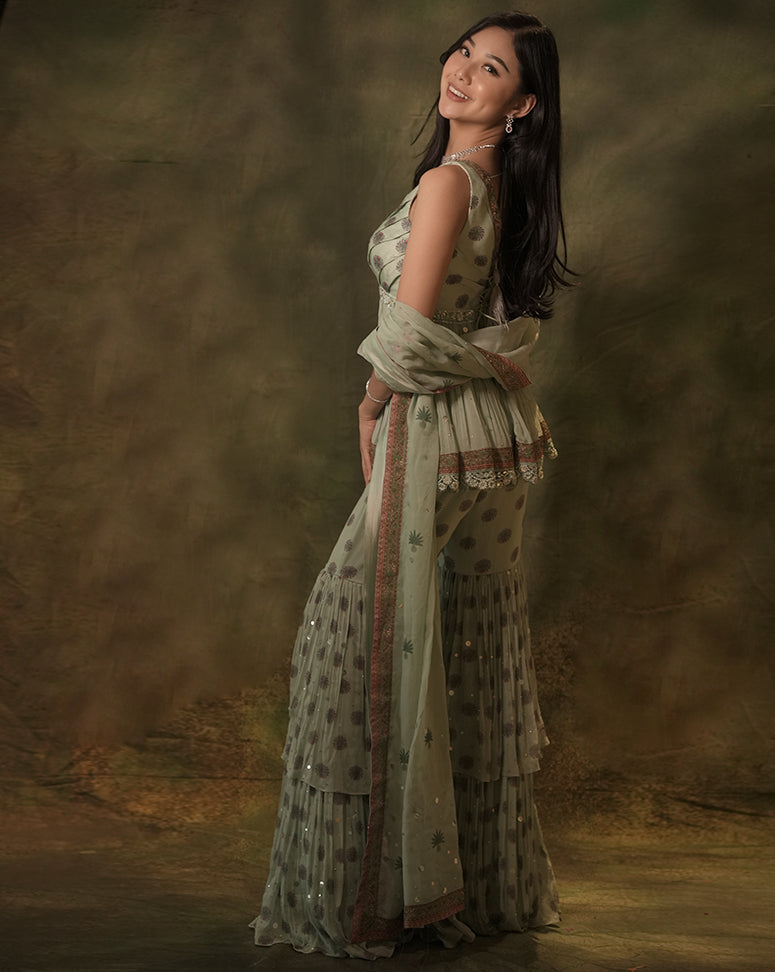 The Celadon Sharara Set