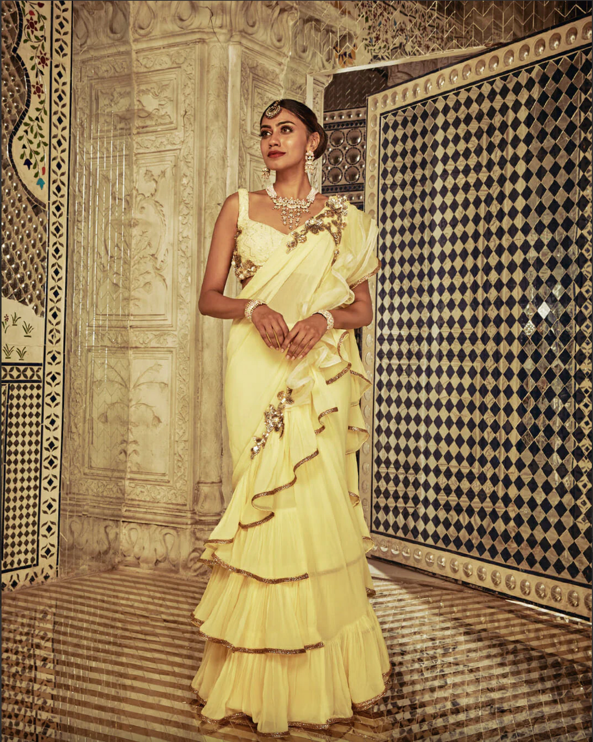 The Yellow Ruffle Sari