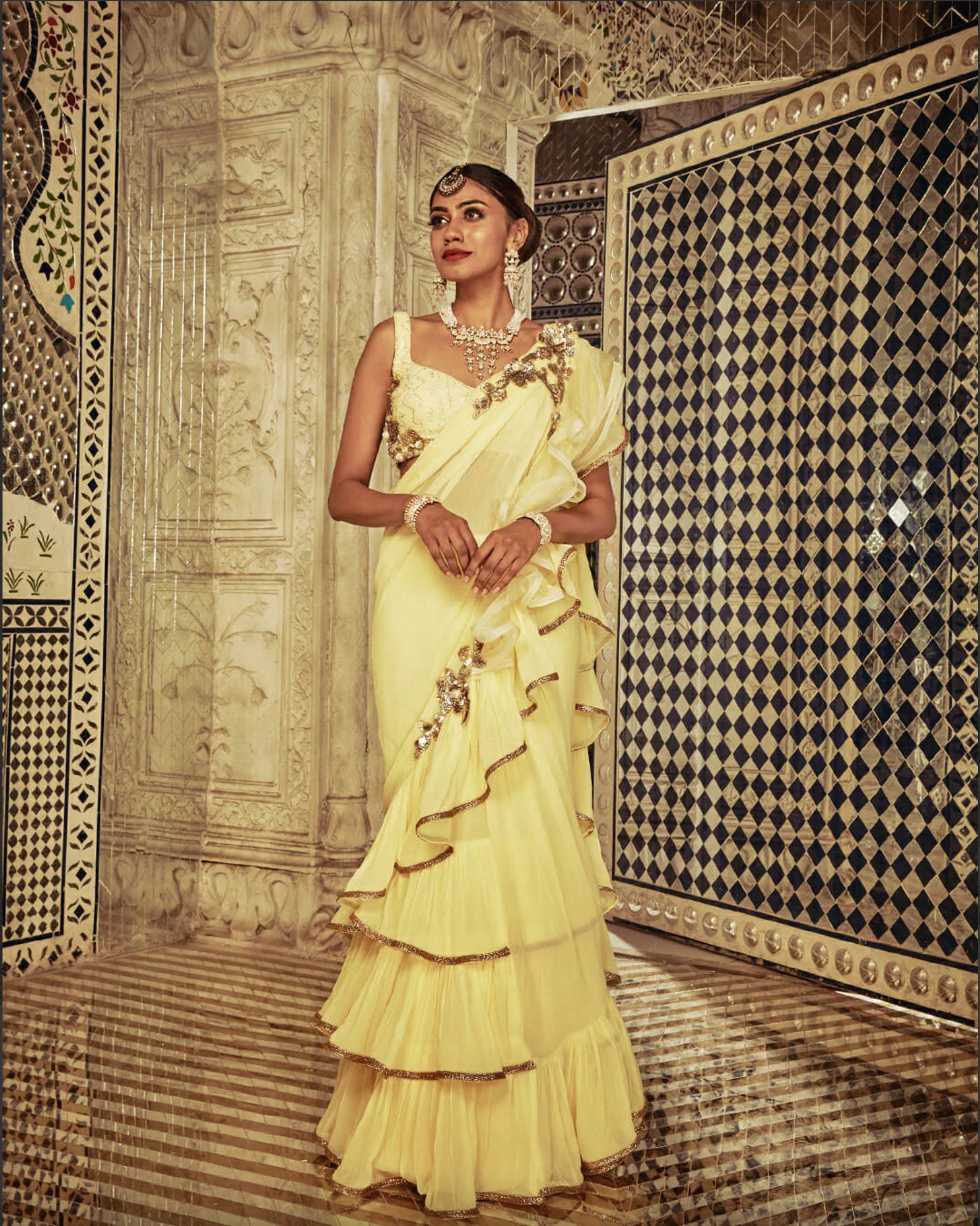 The Yellow Ruffle Sari