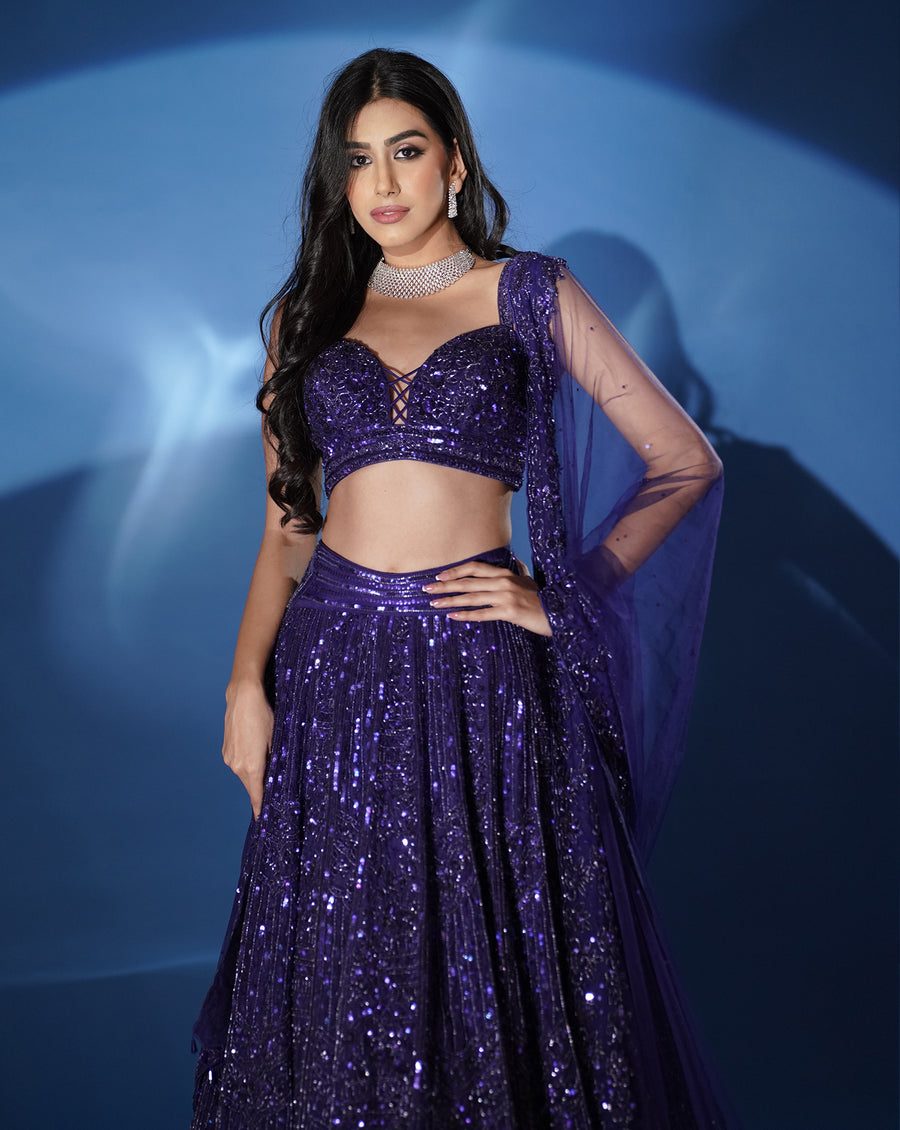 Shimmering Electric Blue Lehenga