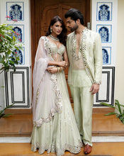 Load image into Gallery viewer, Ainna Mint Mirror Lehenga Set
