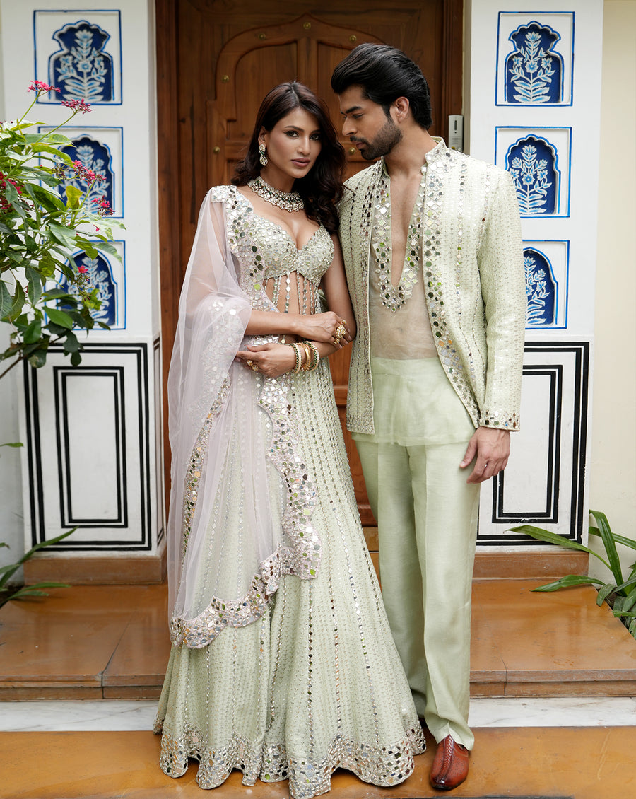 Ainna Mint Mirror Lehenga Set
