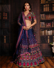 Load image into Gallery viewer, The Blue Floral Lehenga
