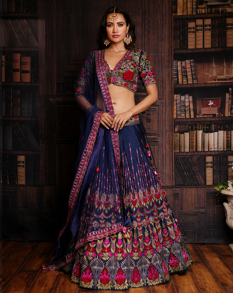 The Blue Floral Lehenga