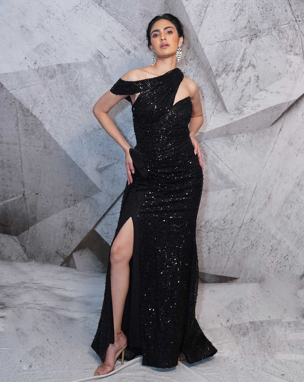 The Elegant sequins black gown