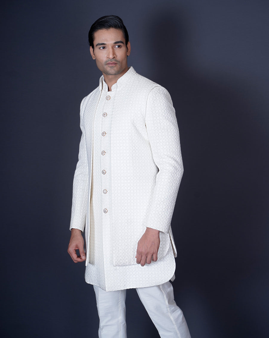 MOF Ivory Indowestern Sherwani