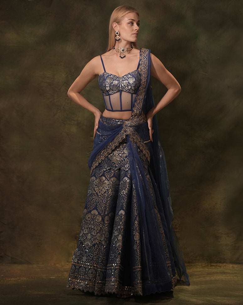 The Anant Blue Corset Lehenga