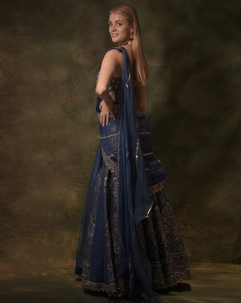 The Anant Blue Corset Lehenga