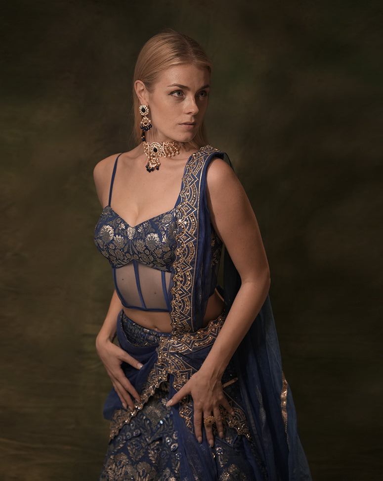 The Anant Blue Corset Lehenga