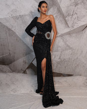 Load image into Gallery viewer, The corset sequins black gown
