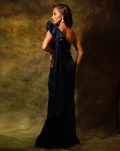 Load image into Gallery viewer, The Shimmering Blue slit gown
