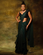 The Shimmering green skirt sari