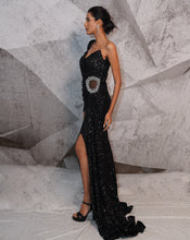 Load image into Gallery viewer, The corset sequins black gown
