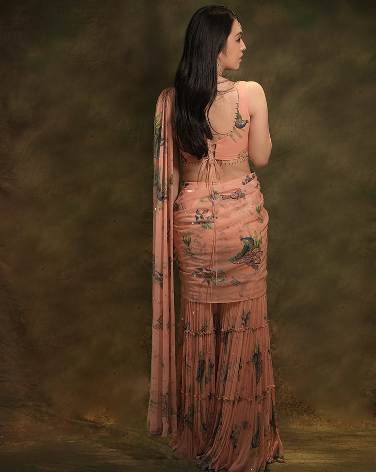 The Pink Floral Sharara Sari