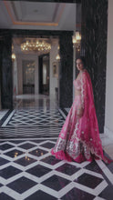 Load and play video in Gallery viewer, Ainna Ombre Pink Mirror Lehenga
