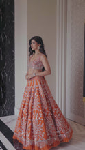 Load and play video in Gallery viewer, Ainna Rust Mirror Lehenga
