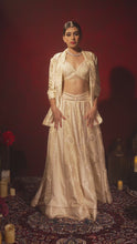Load and play video in Gallery viewer, Ivory brocade Blazer Lehenga set
