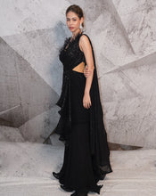 Load image into Gallery viewer, The Sequins Black Sari-Gown
