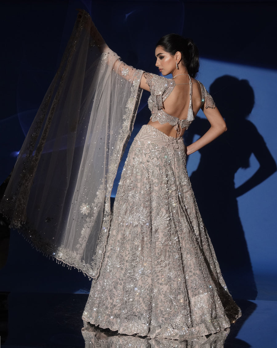 Soft Grey Sequin Embellished Lehenga