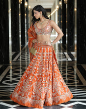Load image into Gallery viewer, Ainna Rust Mirror Lehenga
