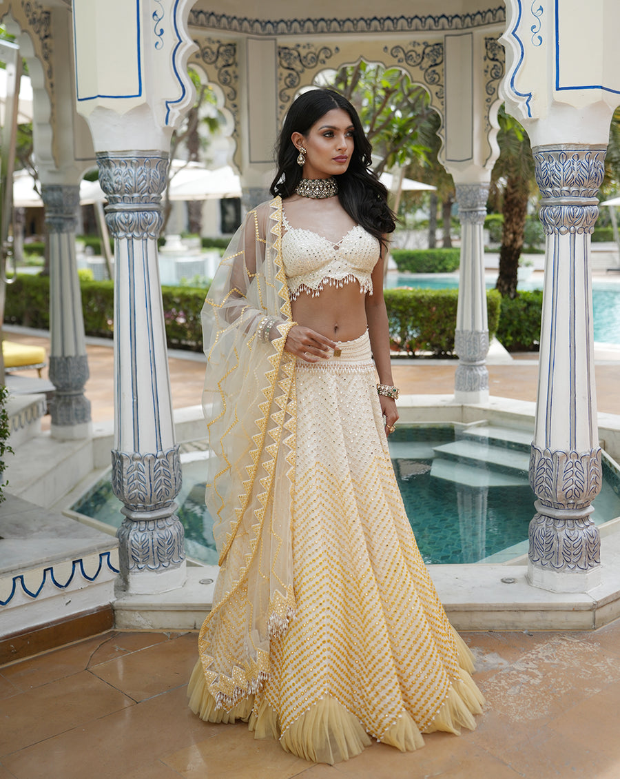 Ainna Ombre Yellow Mirror Lehenga