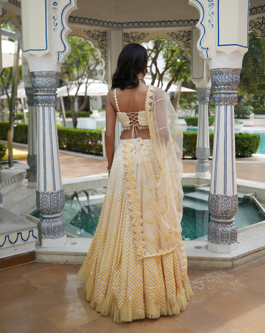 Ainna Ombre Yellow Mirror Lehenga