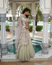 Load image into Gallery viewer, Ainna Mint Mirror Lehenga Set
