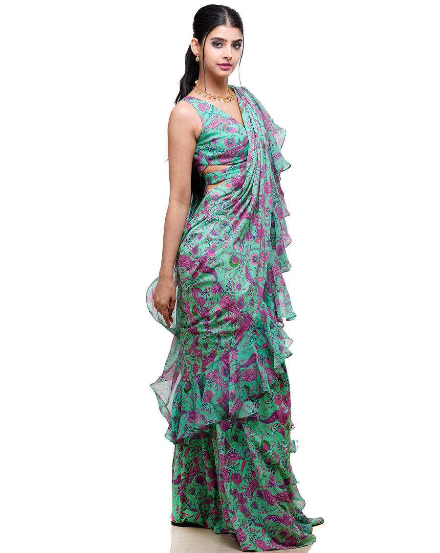 The Green Paisley Sari
